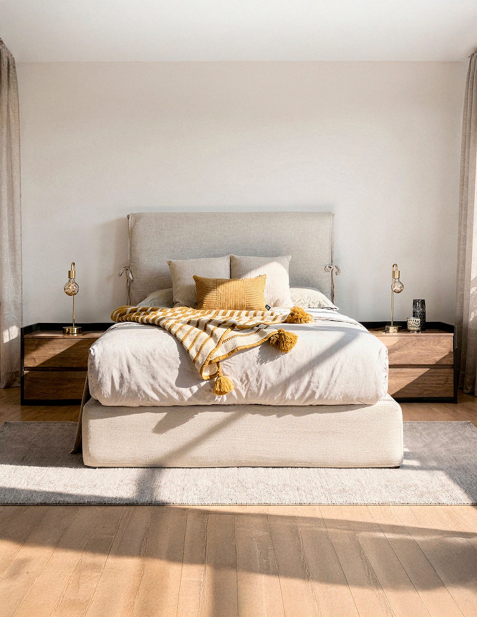 Cama laurus de madera y tela 7